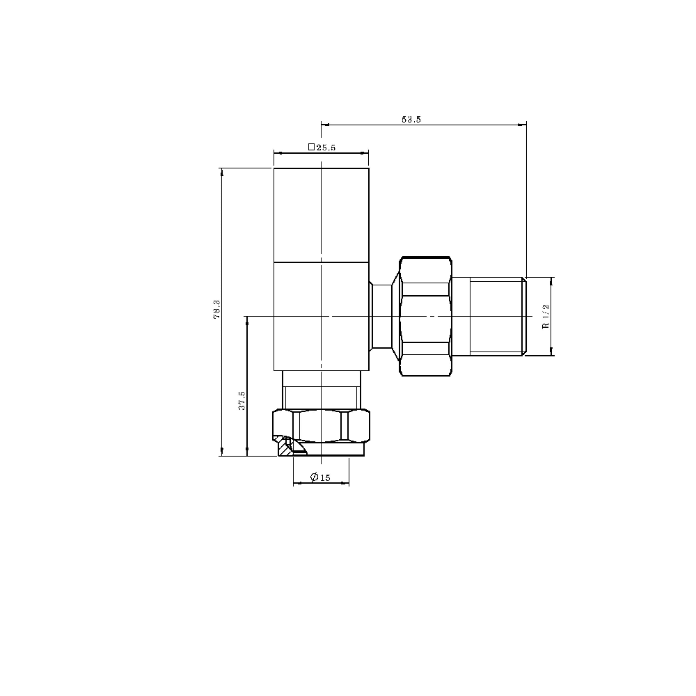 Astini Brushed Brass Square Angled Radiator Valves