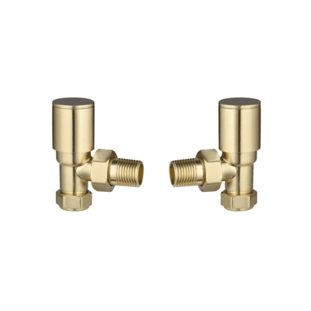 Astini Brushed Brass Round Angled Radiator Valves