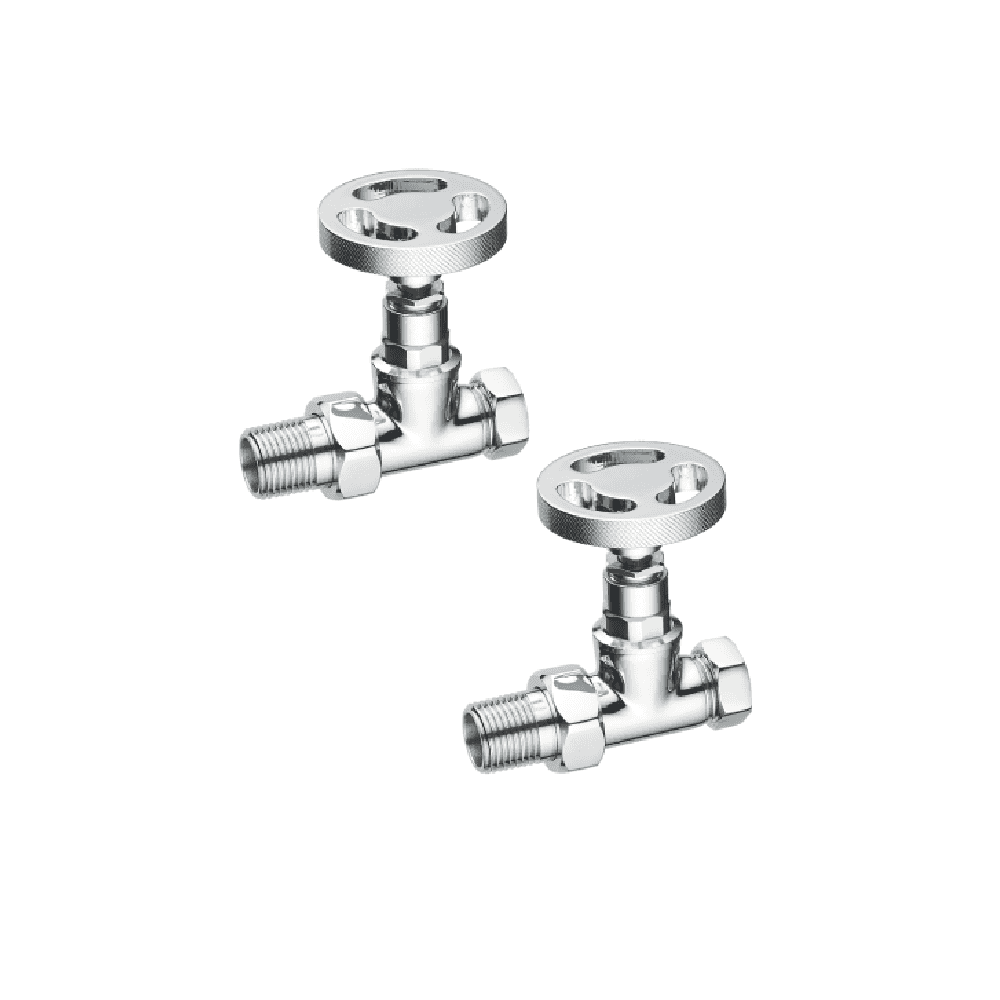 Astini Maesteg Industrial Straight Radiator Valve with Chrome, Orca Black, Anthracite, Brushed Brass Finishes