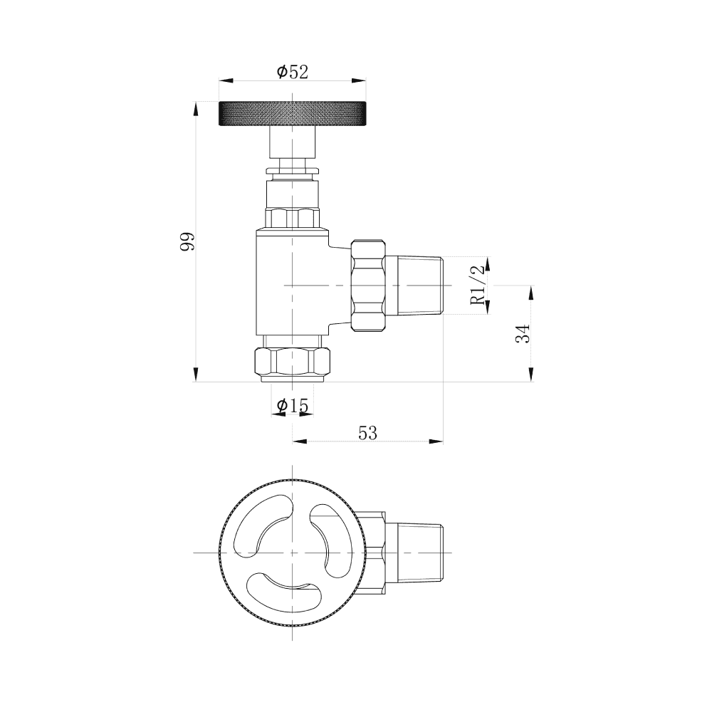 Astini Maesteg Industrial Angled Radiator Valve with Durable Metal Finish Options