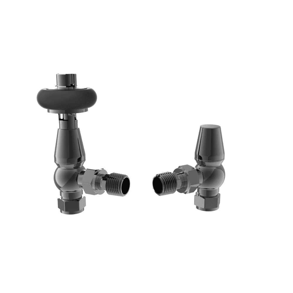 Astini Caerleon Black Nickel Wooden Head Angled Radiator Valve