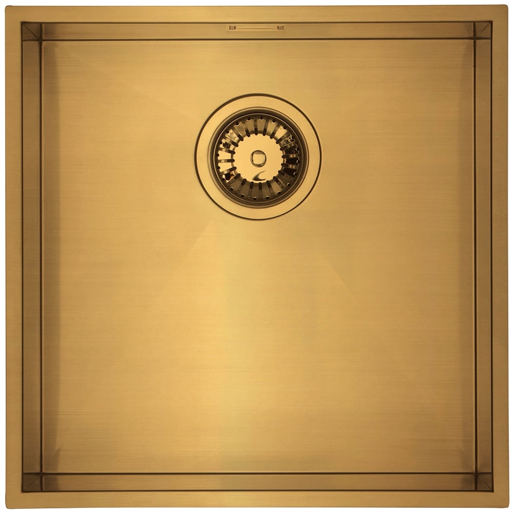 Astini Sotto 40x40 1.0 Bowl Brushed Brass PVD Stainless Steel Kitchen Sink & Waste