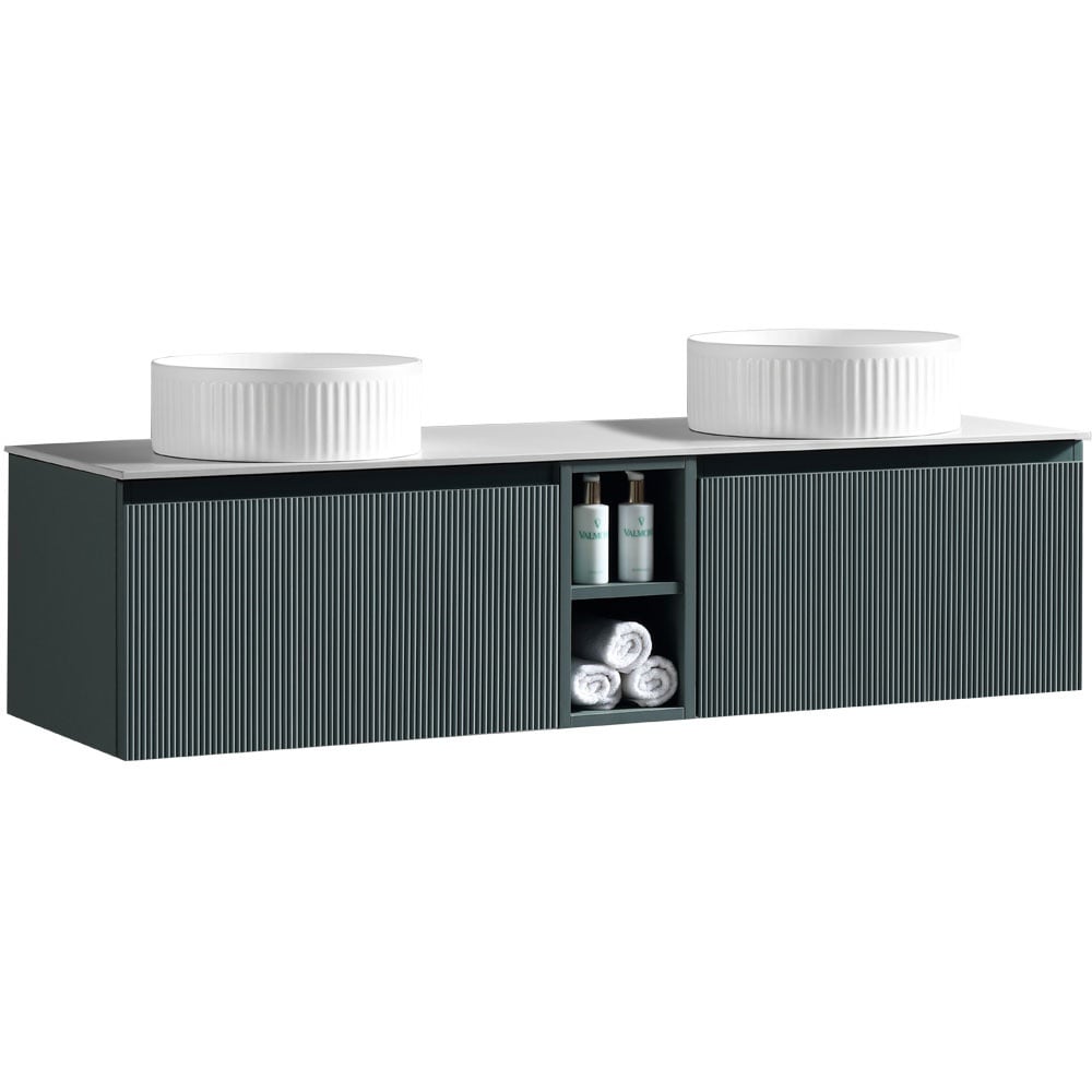 Astini Flauto 1400mm Wall Hung Double Vanity W/ Storage Box & Counter Top