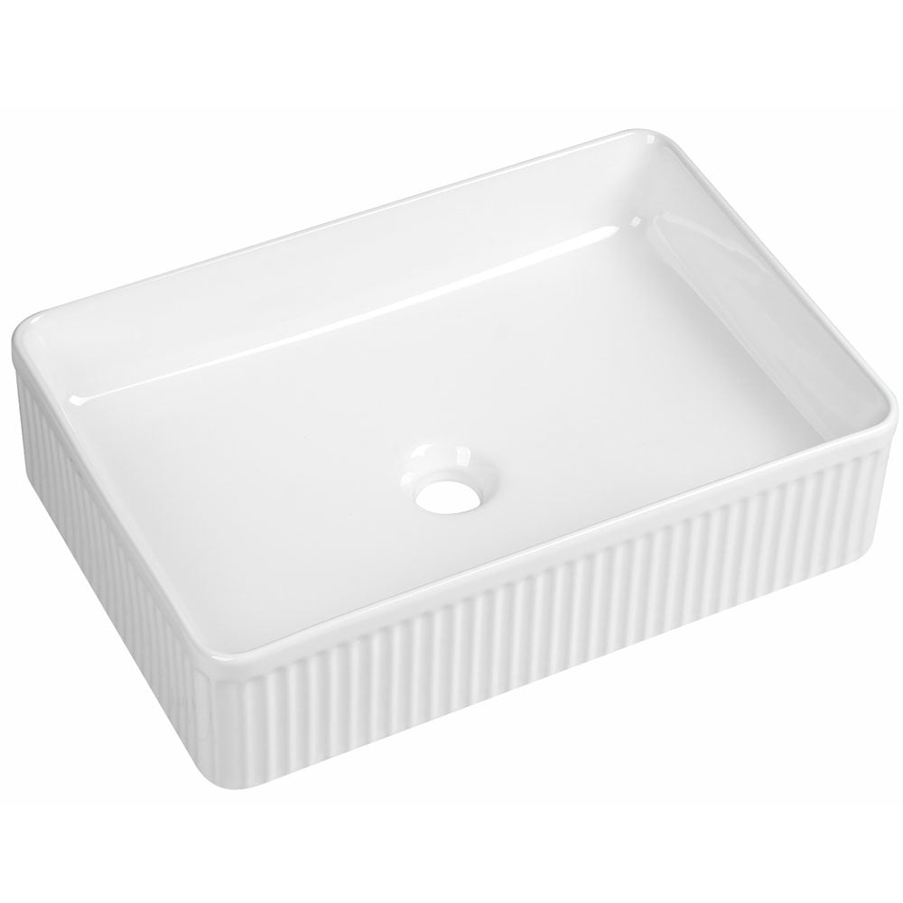 Astini Flauto 500mm Fluted Gloss White Rectangle Countertop Basin