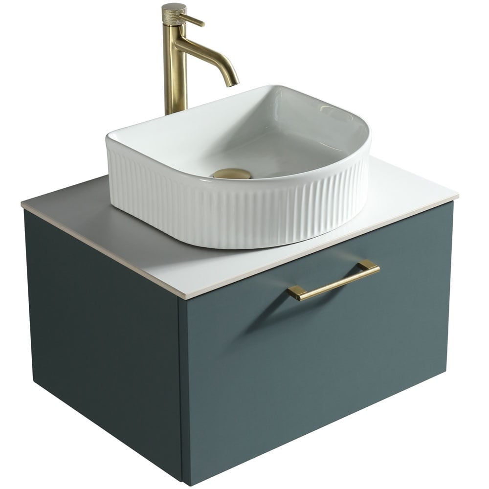 Astini Piatta 600mm Smoked Sage Wall Hung Vanity Unit With Counter Top