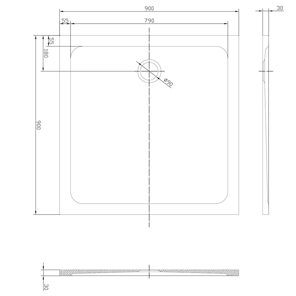Astini White Square Low Profile Shower Tray 900x900mm
