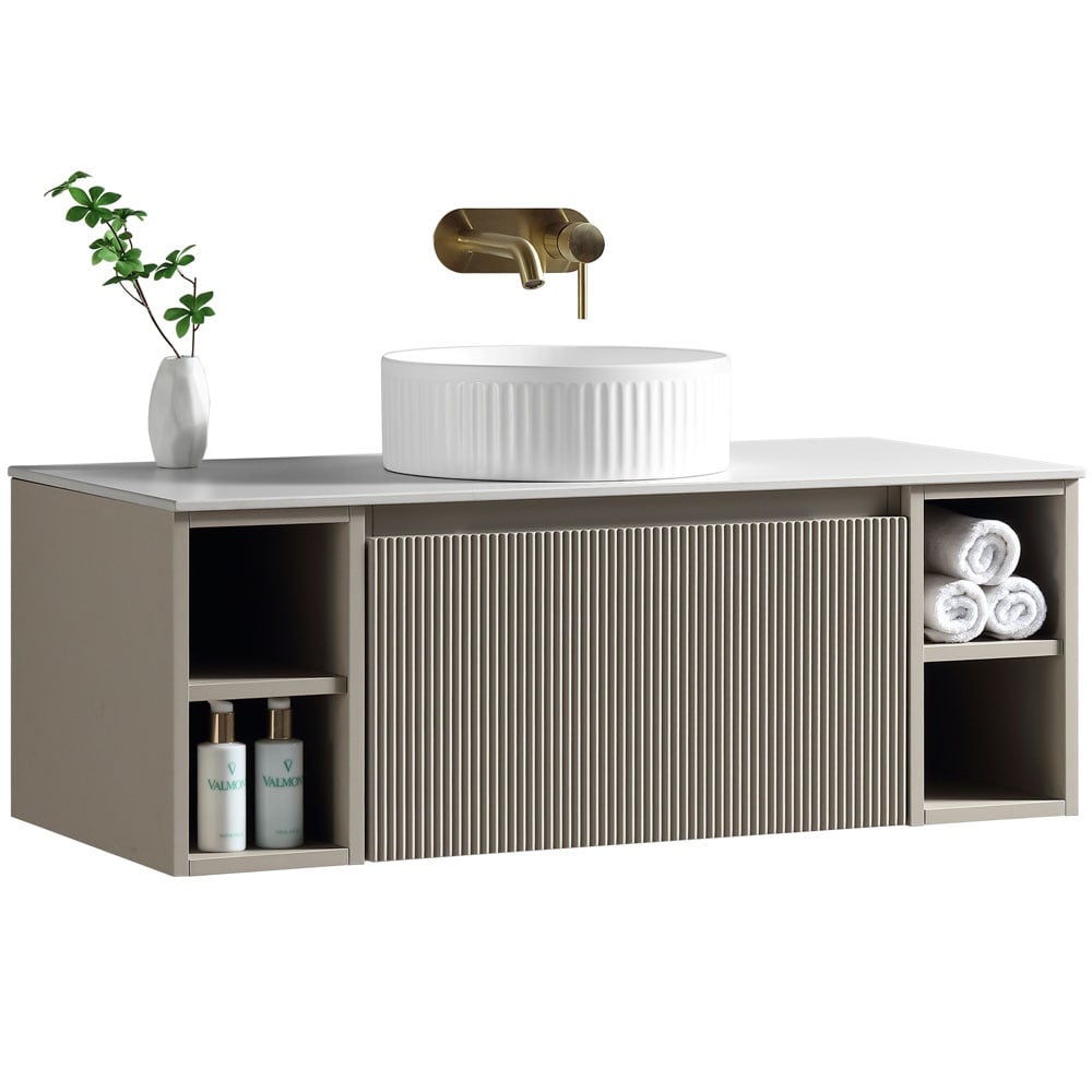 Astini Flauto 1000mm Wall Hung 2 Side Storage Vanity Unit With Counter Top