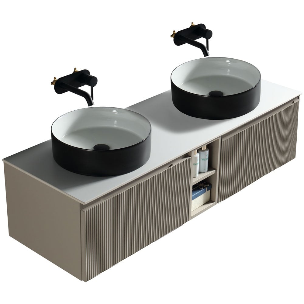 Astini Flauto 1400mm Wall Hung Double Vanity W/ Storage Box & Counter Top