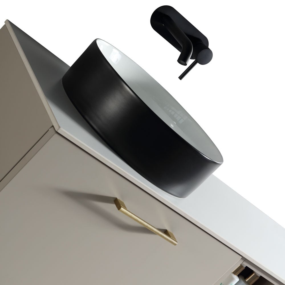 Astini Piatta 1400mm Soft Coffee Wall Hung Double Vanity W/ Storage Box & Counter Top