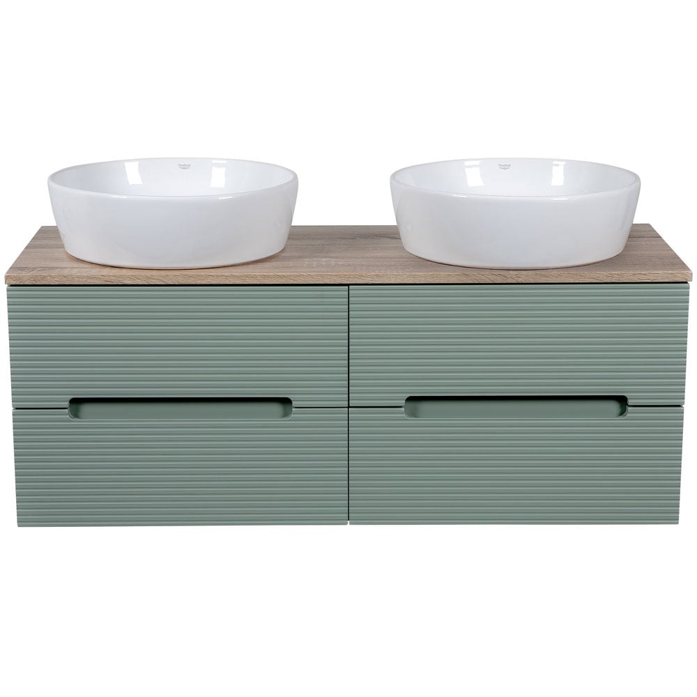 Astini Monza Plus 1200mm Aloe Green Fluted Wall Hung Double Vanity With Counter Top