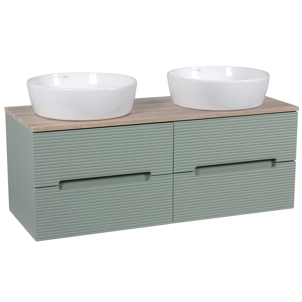 Astini Monza Plus 1200mm Aloe Green Fluted Wall Hung Double Vanity With Counter Top