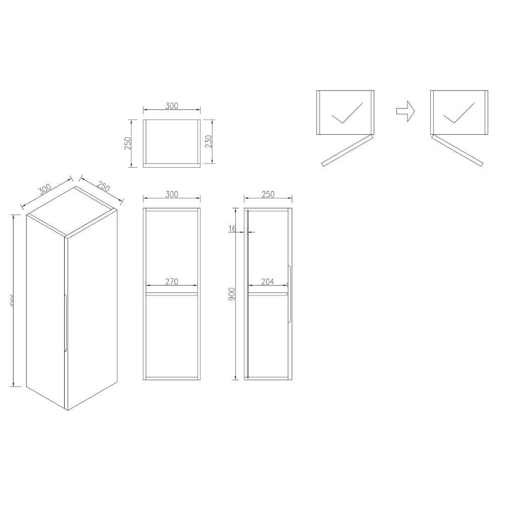 Astini Piatta 900mm Soft Coffee Wall Mounted Tall Cabinet