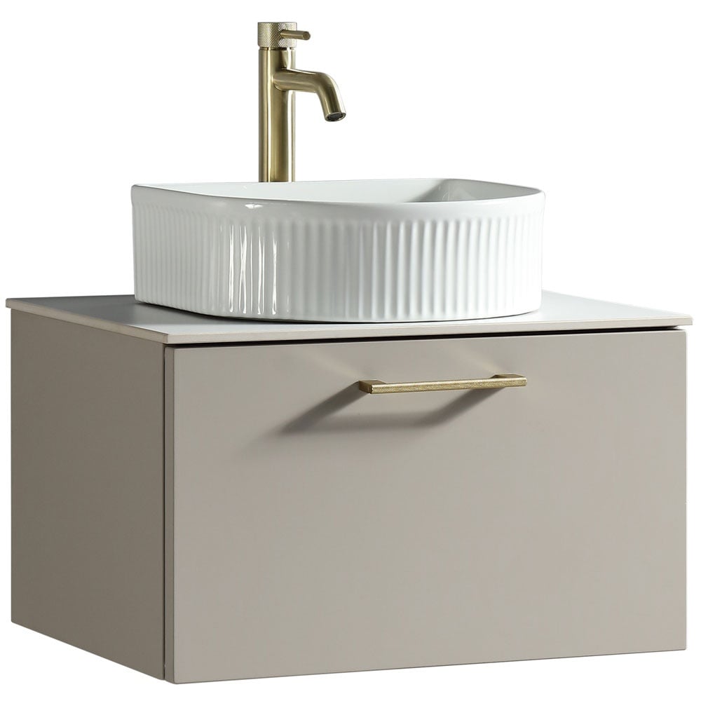 Astini Piatta 600mm Soft Coffee Wall Hung Vanity Unit With Counter Top