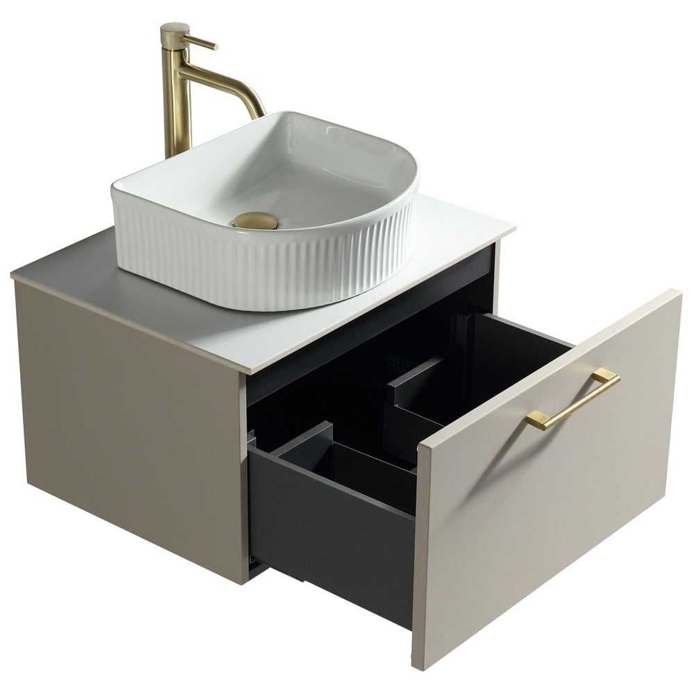 Astini Piatta 600mm Soft Coffee Wall Hung Vanity Unit With Counter Top