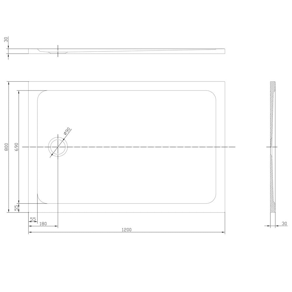 Astini White Rectangular Low Profile Shower Tray 1200x800mm