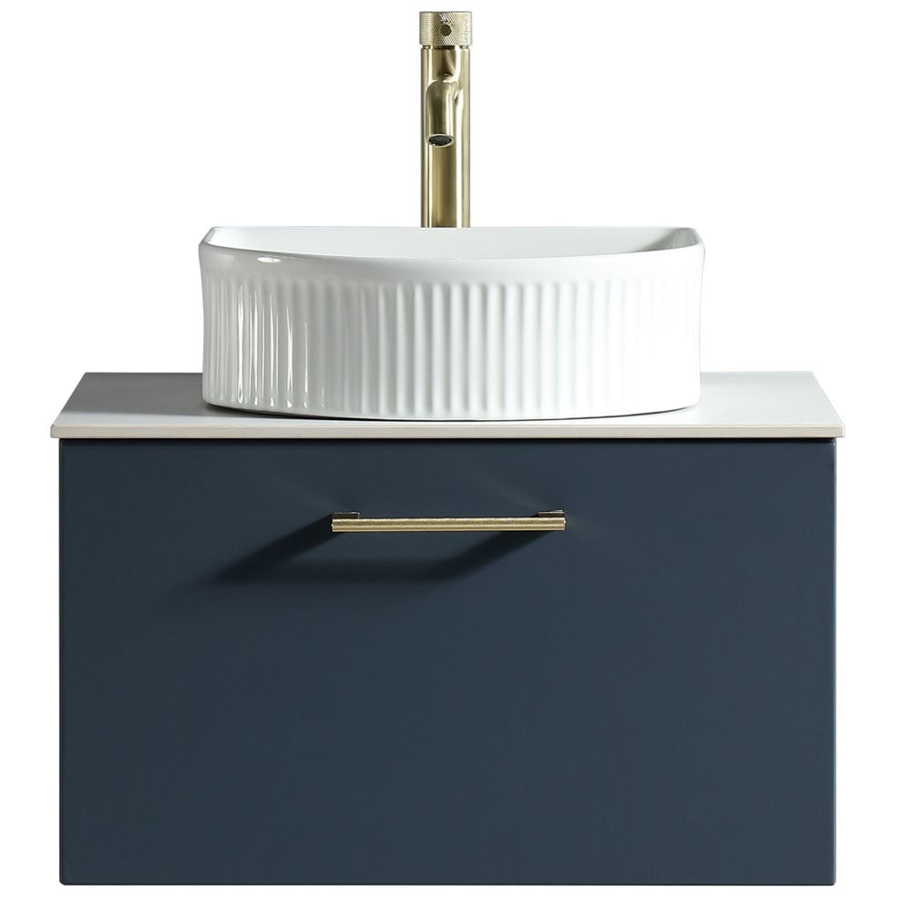 Astini Piatta 600mm Midnight Shadow Wall Hung Vanity Unit With Counter Top