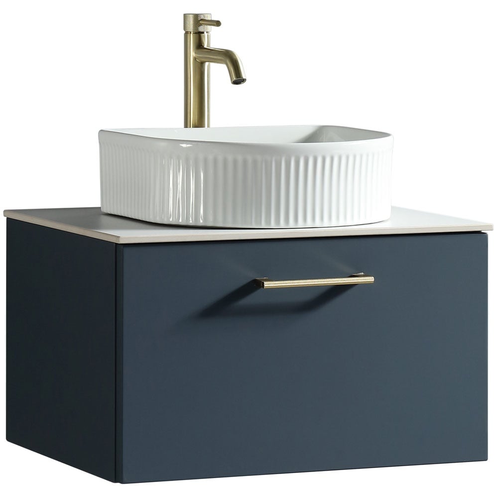 Astini Piatta 600mm Midnight Shadow Wall Hung Vanity Unit With Counter Top