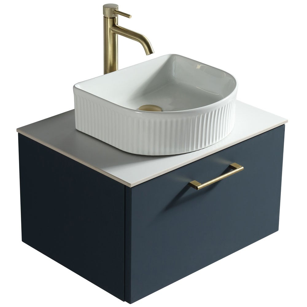Astini Piatta 600mm Midnight Shadow Wall Hung Vanity Unit With Counter Top