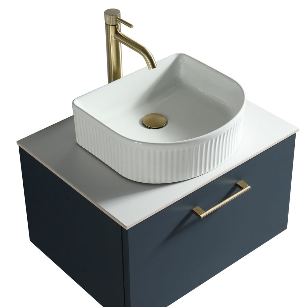 Astini Piatta 600mm Midnight Shadow Wall Hung Vanity Unit With Counter Top