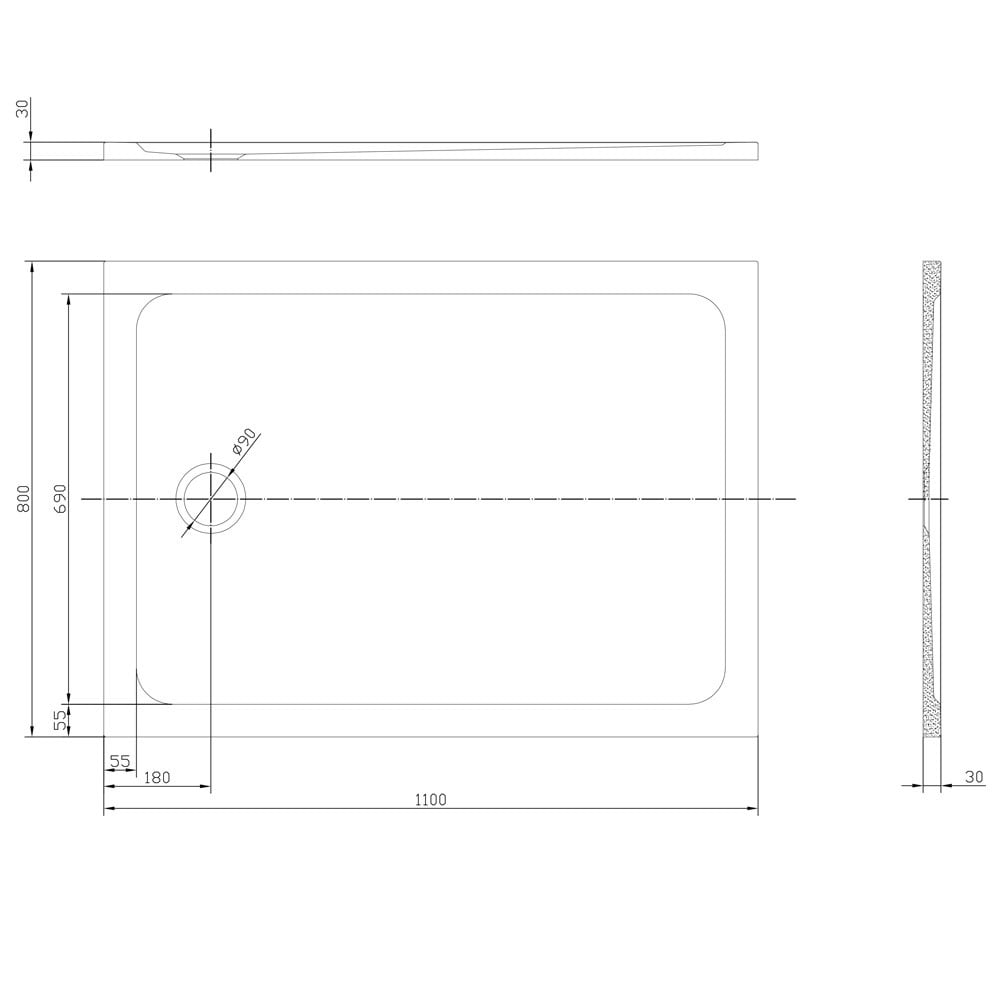 Astini White Rectangular Low Profile Shower Tray 1100x800mm