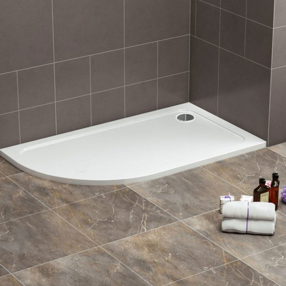 Astini White Offset Quad Low Profile Shower Tray LH 1200x800mm