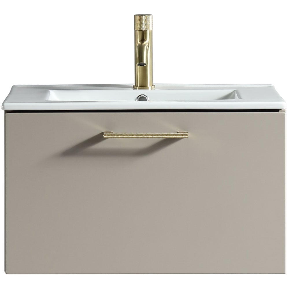 Astini Piatta 600mm Soft Coffee Wall Hung Vanity Unit & Basin