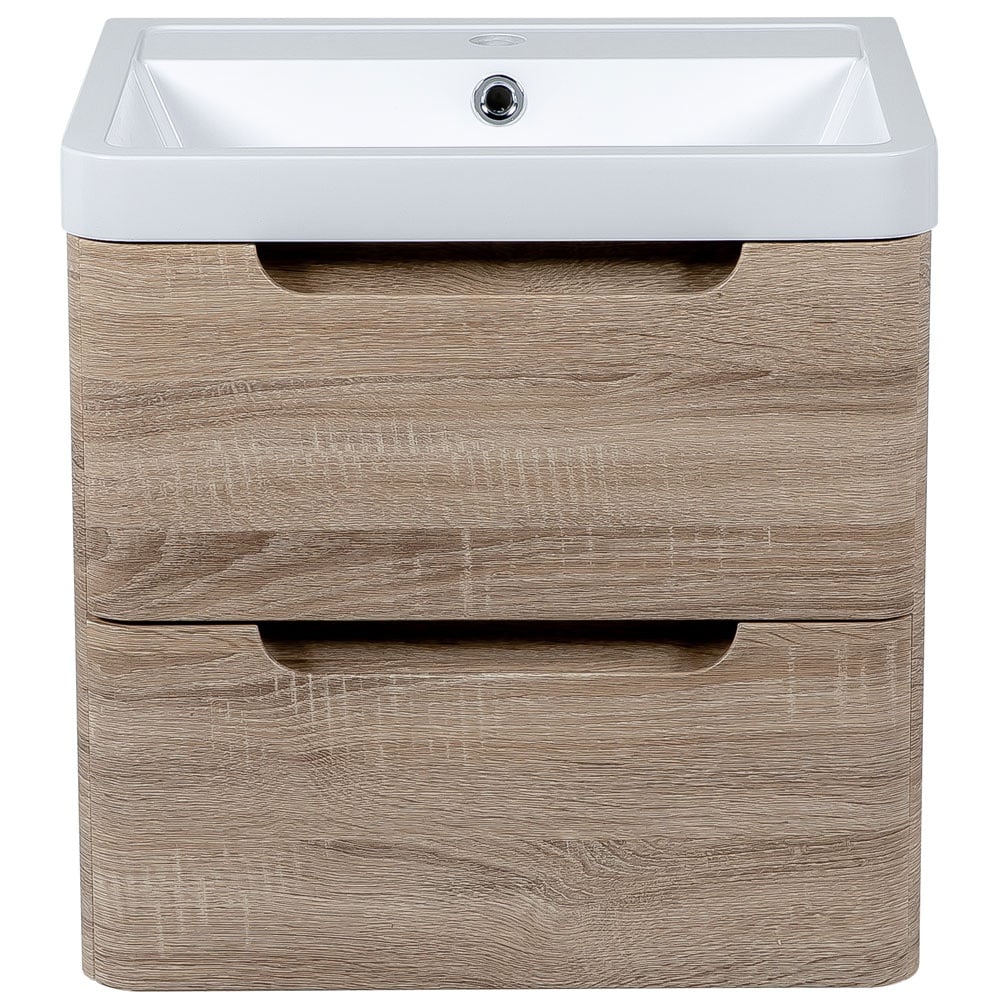 Astini Monza 500mm Country Oak Wall Hung Vanity Unit & Basin