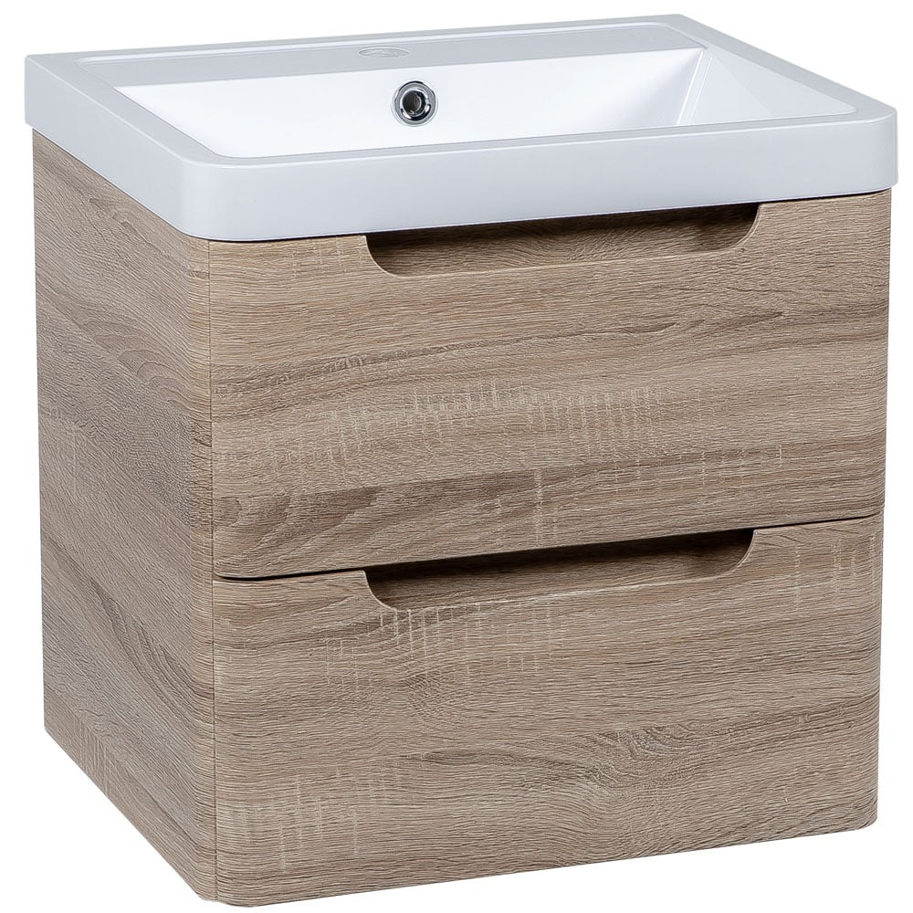 Astini Monza 500mm Country Oak Wall Hung Vanity Unit & Basin