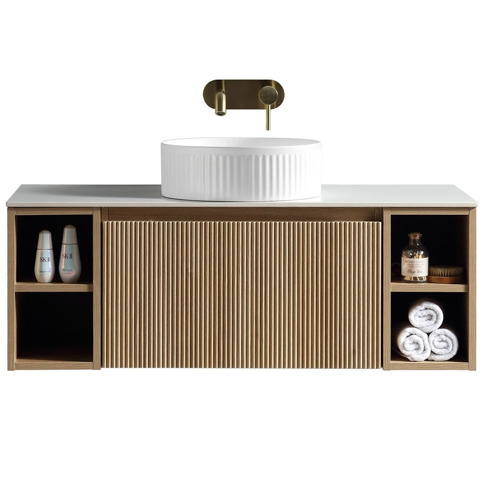 Astini Flauto 1000mm Wall Hung 2 Side Storage Vanity Unit With Counter Top