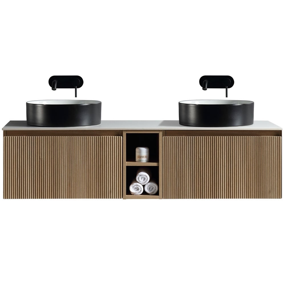 Astini Flauto 1400mm Wall Hung Double Vanity W/ Storage Box & Counter Top