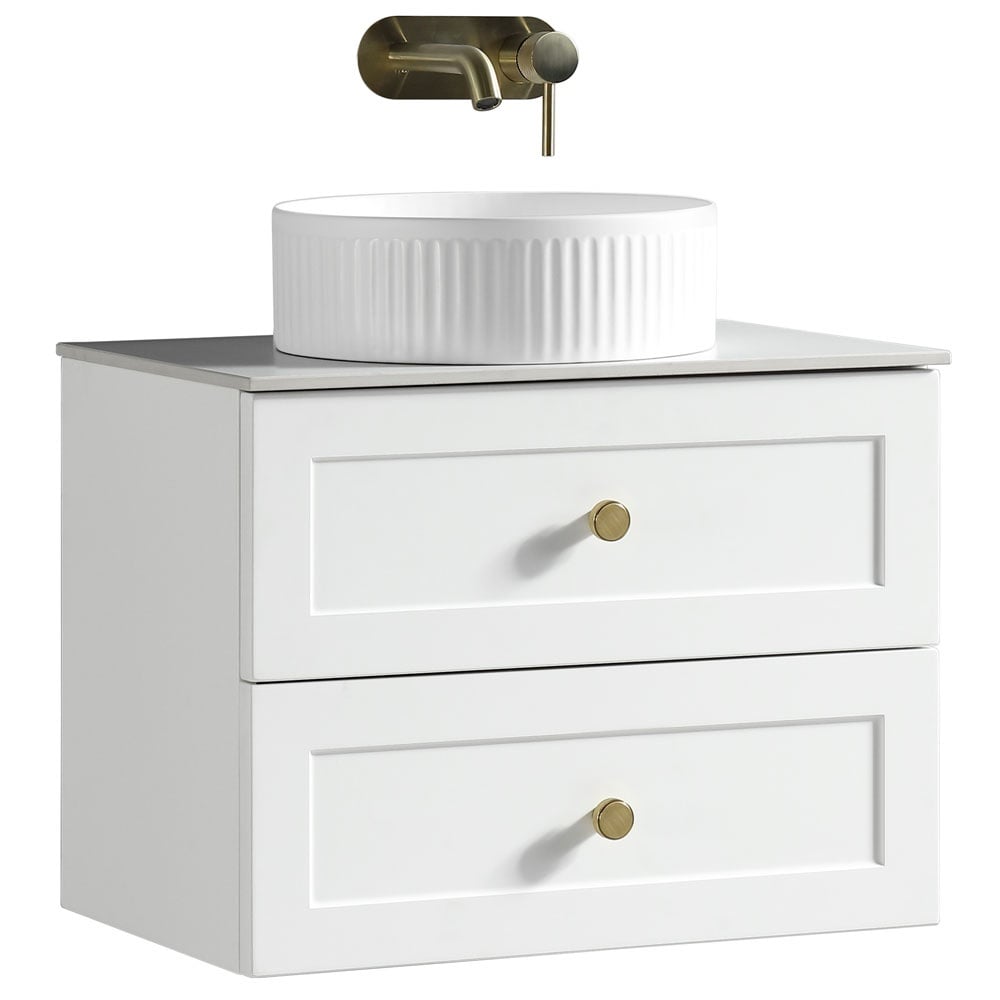 Astini Bakewell 600mm Country Oak Wall Hung Vanity Unit With Counter Top