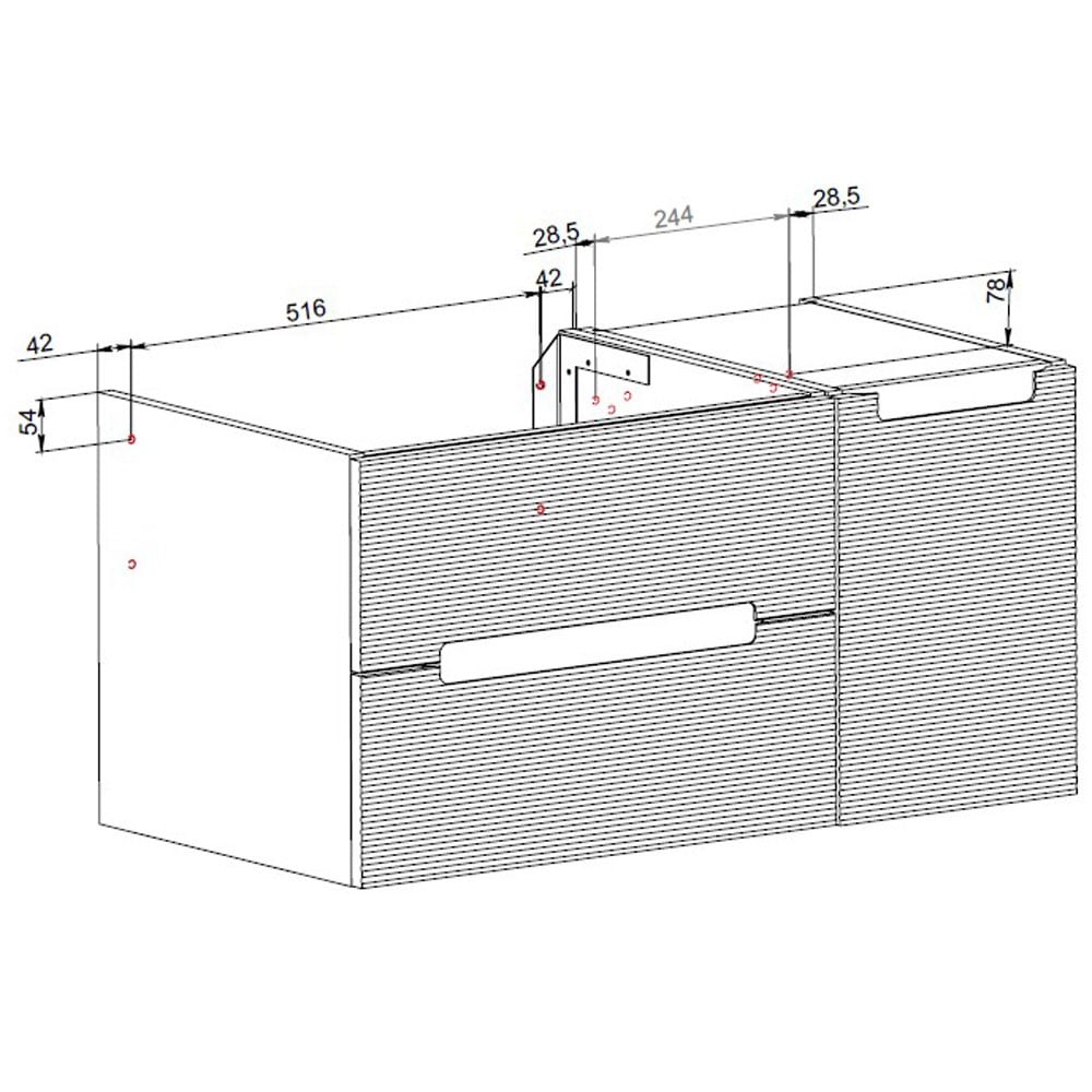 Astini Monza Plus 900mm Aloe Green/Contry Oak Fluted Wall Hung Vanity Unit With Side Cabinets & Counter Top