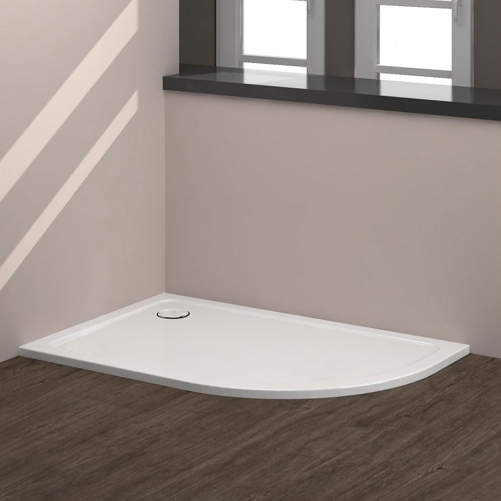Astini White Offset Quad Low Profile Shower Tray RH 1200x900mm