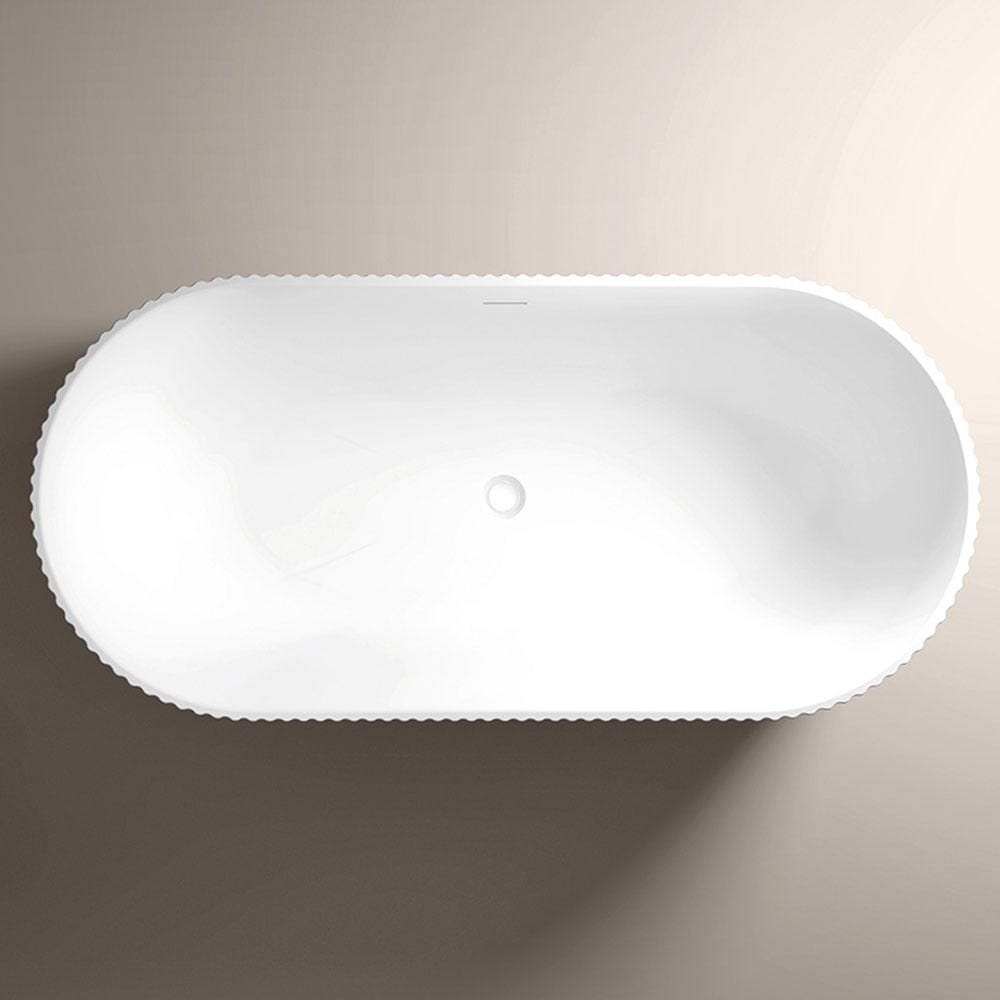 Astini Flauto Matte White Fluted Freestanding Bath Tub & Waste