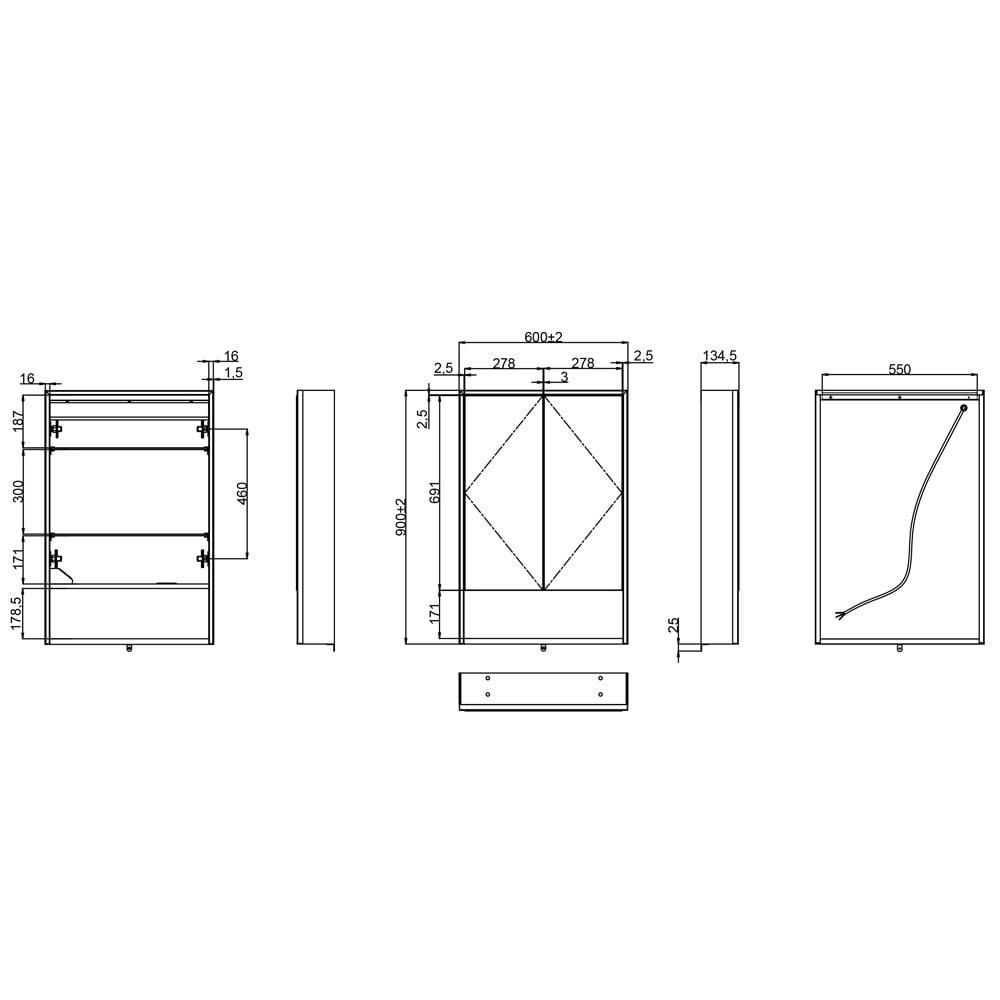 Astini Poppy Double Door White 150mm LED Mirror Cabinet