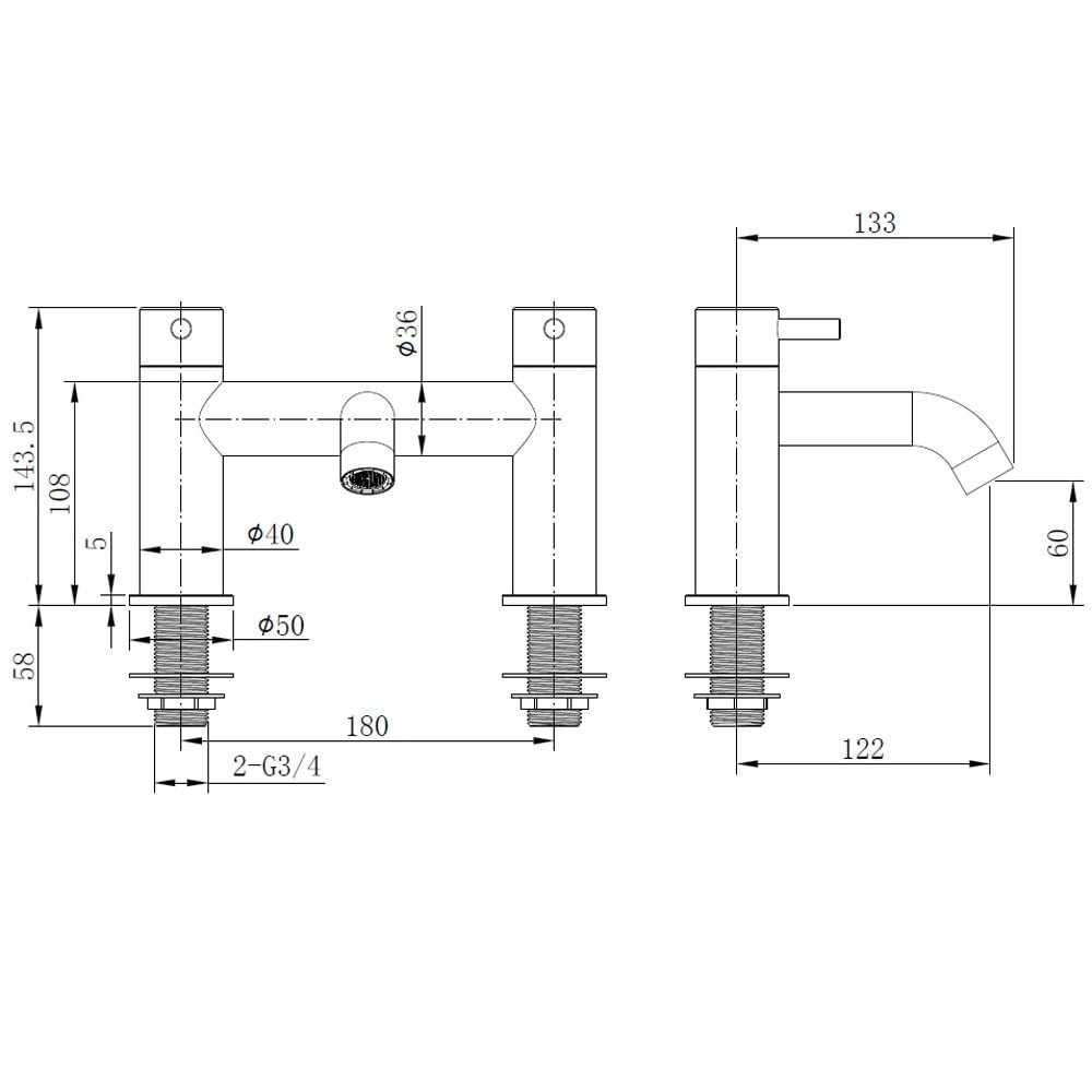 Astini Redondo Chrome Round Eco Deck Mounted Bath Filler Tap