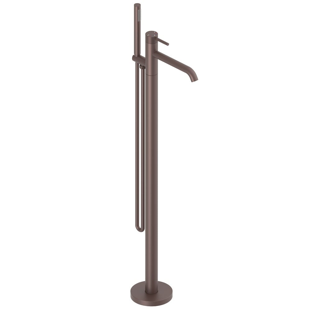 Astini Redondo Brushed Bronze Round Freestanding Bath Tap with Shower Mixer