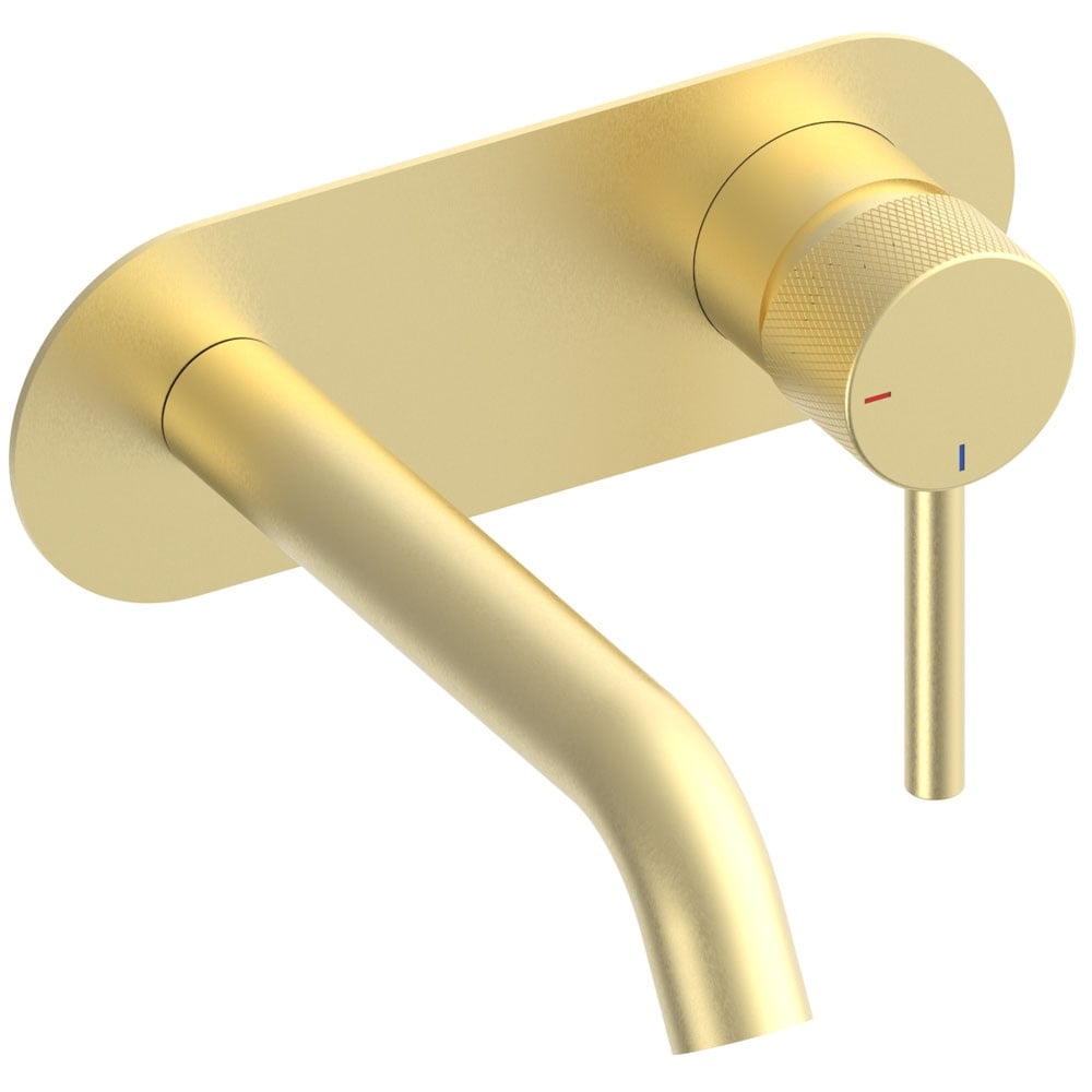 Astini Redondo Brushed Brass Round Eco Wall Mounted Basin Mixer Tap