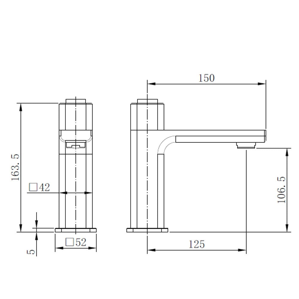 Astini Quadrado Brushed Brass Square Push Button Basin Mixer Tap & Waste