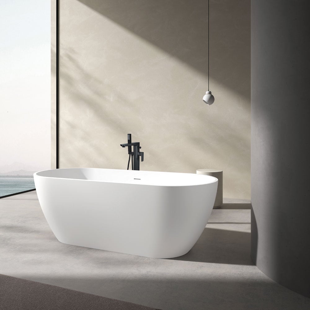 Astini Amalfi Gloss White Freestanding Bath Tub & Waste