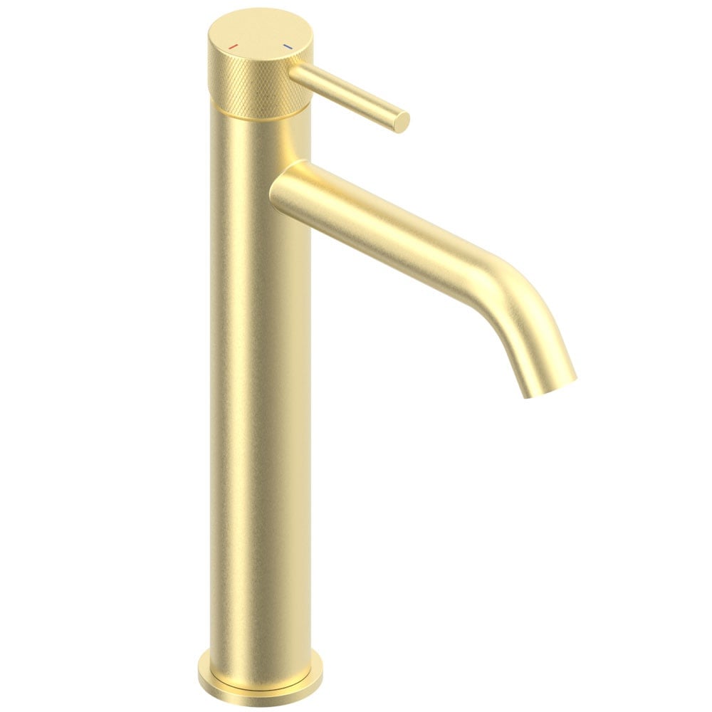 Astini Redondo Brushed Brass Round Tall Eco Basin Mixer Tap