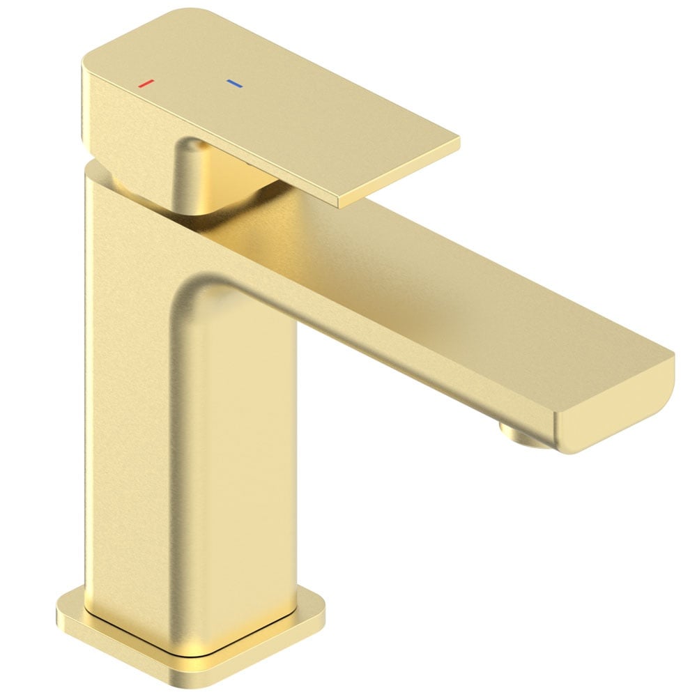 Astini Quadrado Brushed Brass Square Eco Basin Mixer Tap & Waste