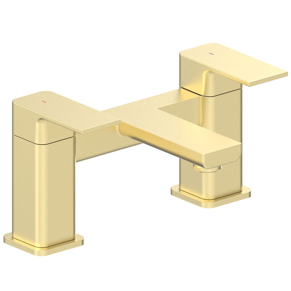 Astini Quadrado Brushed Brass Square Deck Mounted Bath Filler Tap