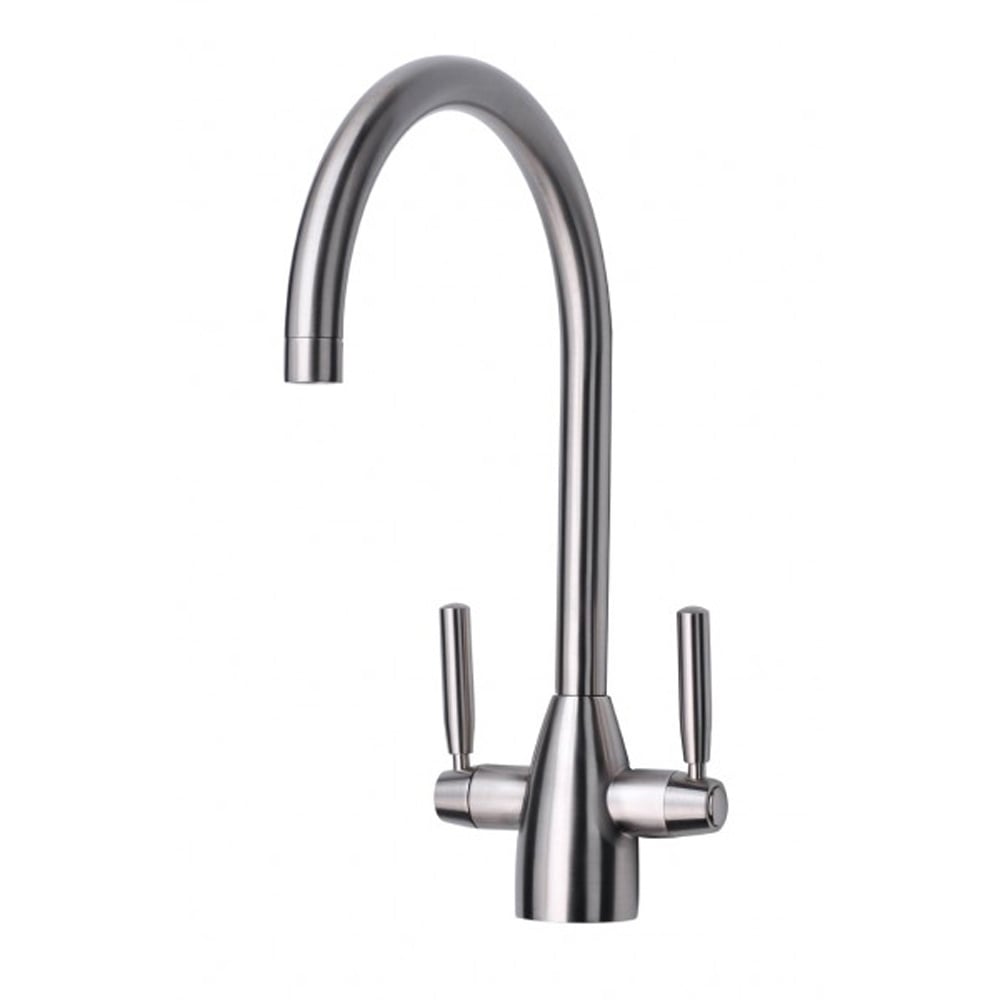 Astini Rumba Brushed Steel Twin Lever Kitchen Sink Mixer Tap AK147BS