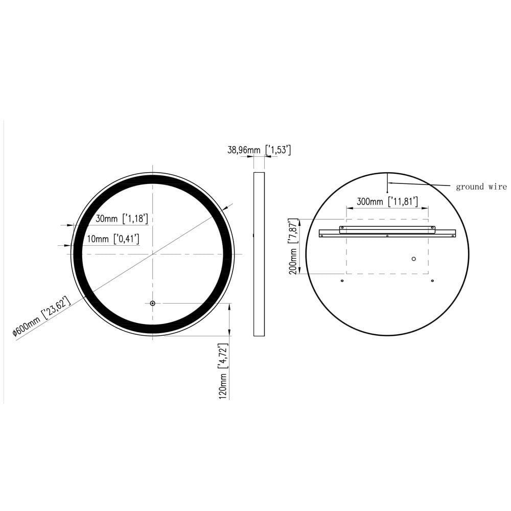 Astini Rosie Brushed Brass 600x39mm Round LED Touch Mirror