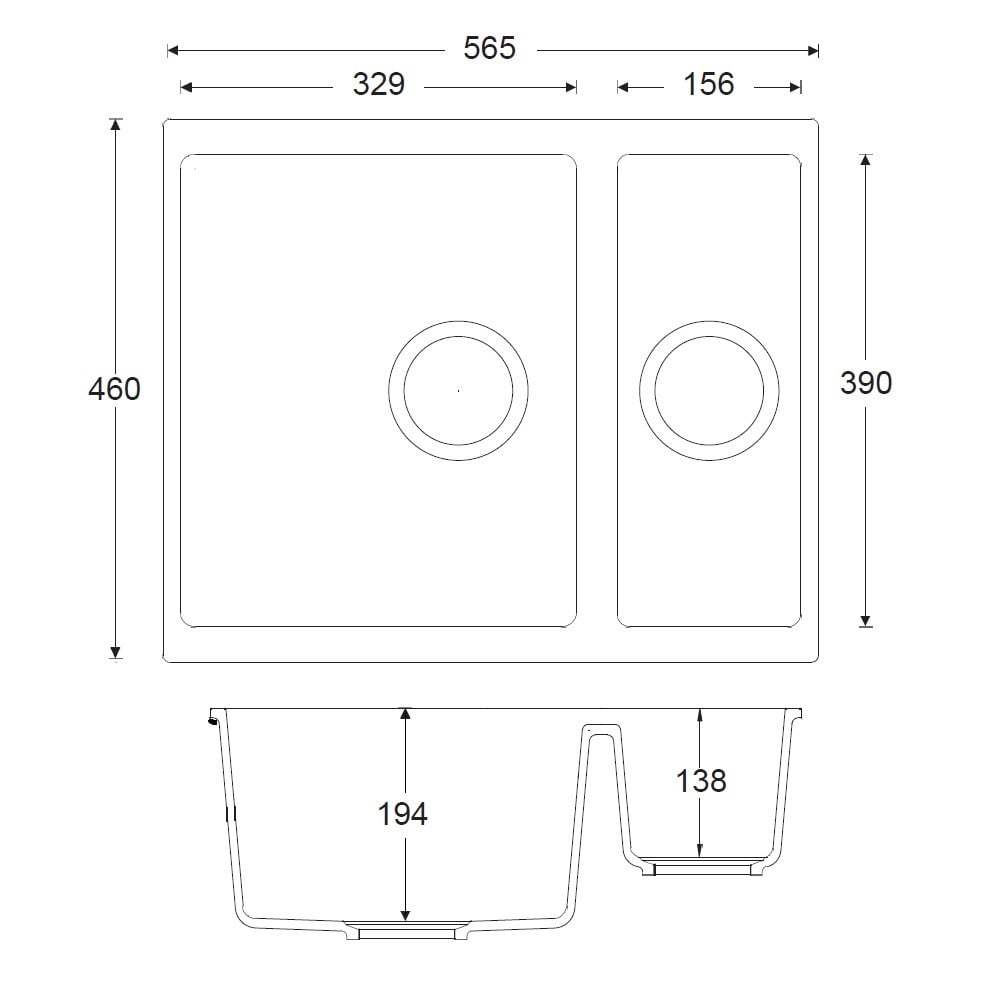 Astini Dante 1.5 Bowl Ceramic White Reversible Undermount Kitchen Sink & Waste