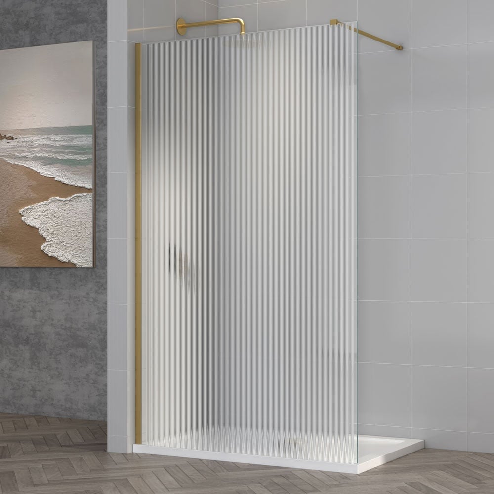 Astini TI8 Fluted Brushed Brass 1100x1950x8mm Wetroom Panel