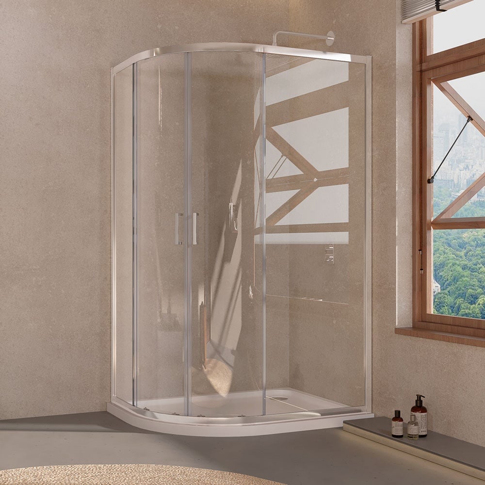 Astini Chrome Profiles 2 Door Offset Quadrant Shower Enclosure 1200x800mm TIS7602