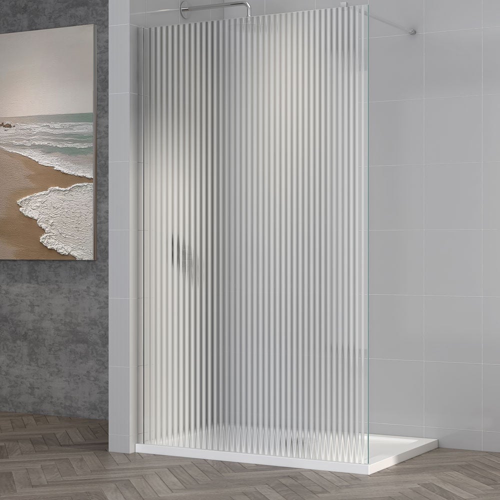 Astini TI8 Fluted Chrome 1000x1950x8mm Wetroom Panel