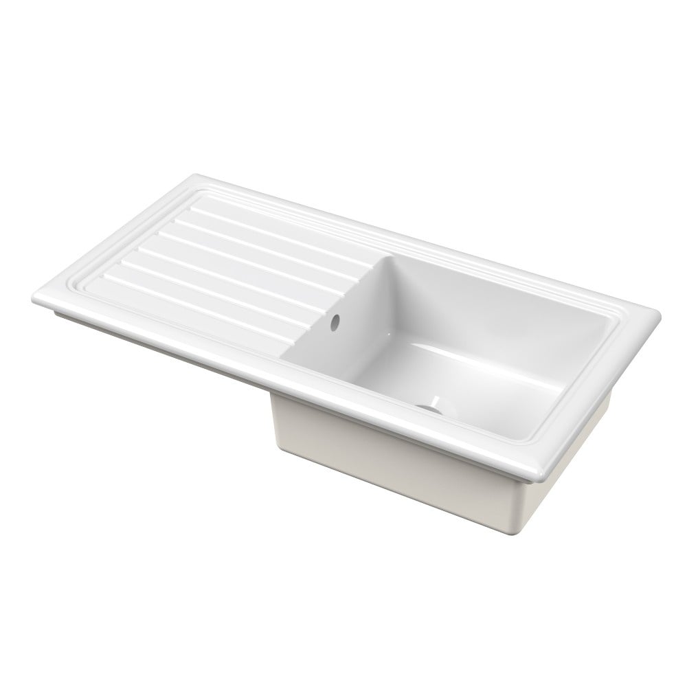 Astini Lago 100 1.0 Bowl Fireclay Ceramic Kitchen Sink with Waste & Overflow
